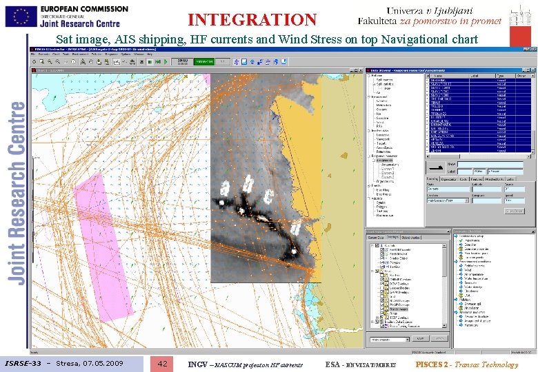 INTEGRATION Sat image, AIS shipping, HF currents and Wind Stress on top Navigational chart