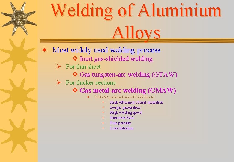 Welding of Aluminium Alloys ¬ Most widely used welding process v Inert gas-shielded welding Welding of Aluminium Alloys ¬ Most widely used welding process v Inert gas-shielded welding