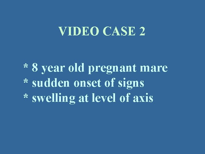 VIDEO CASE 2 * 8 year old pregnant mare * sudden onset of signs