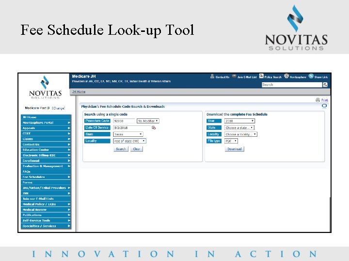 Fee Schedule Look-up Tool 