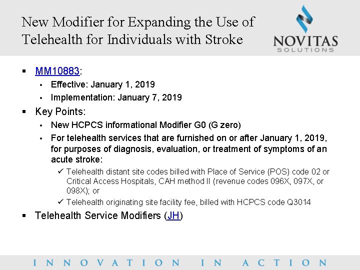 New Modifier for Expanding the Use of Telehealth for Individuals with Stroke § MM