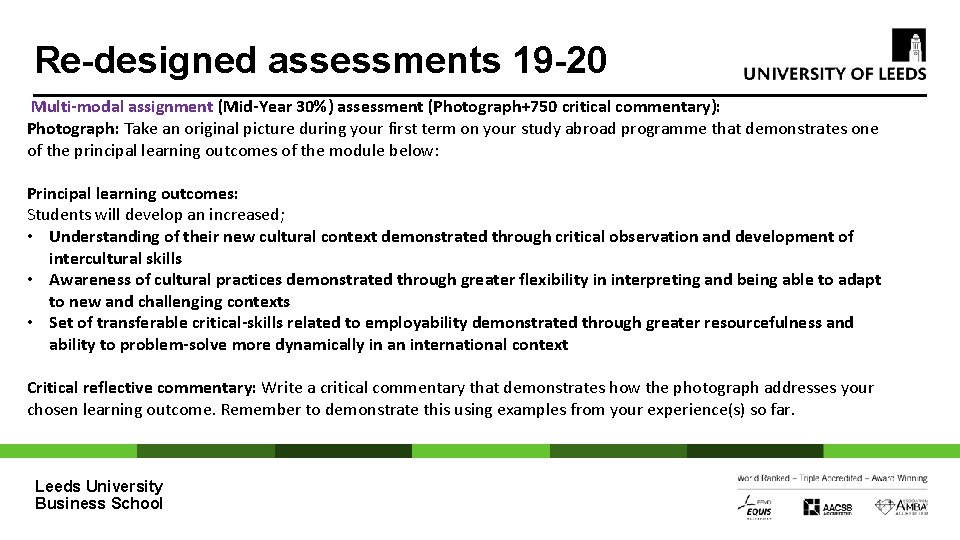 Re-designed assessments 19 -20 Multi-modal assignment (Mid-Year 30%) assessment (Photograph+750 critical commentary): Photograph: Take