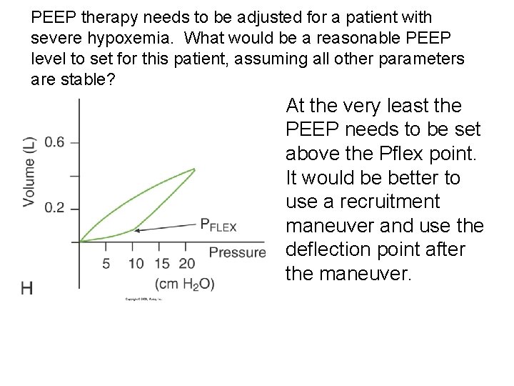 PEEP therapy needs to be adjusted for a patient with severe hypoxemia. What would