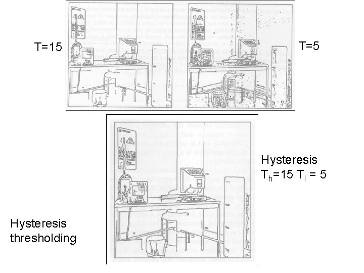 T=15 T=5 Hysteresis Th=15 Tl = 5 Hysteresis thresholding 