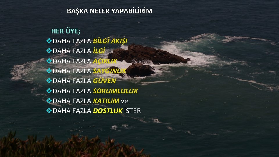 BAŞKA NELER YAPABİLİRİM HER ÜYE; v. DAHA FAZLA BİLGİ AKIŞI v. DAHA FAZLA İLGİ