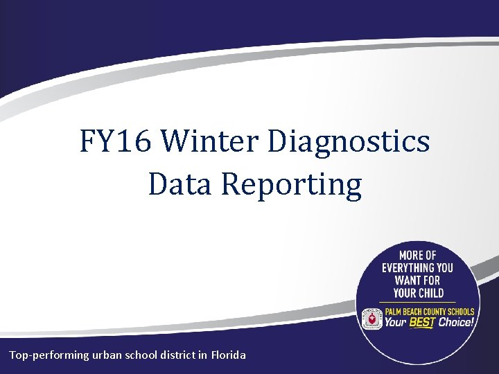 FY 16 Winter Diagnostics Data Reporting Top-performing urban school district in Florida 