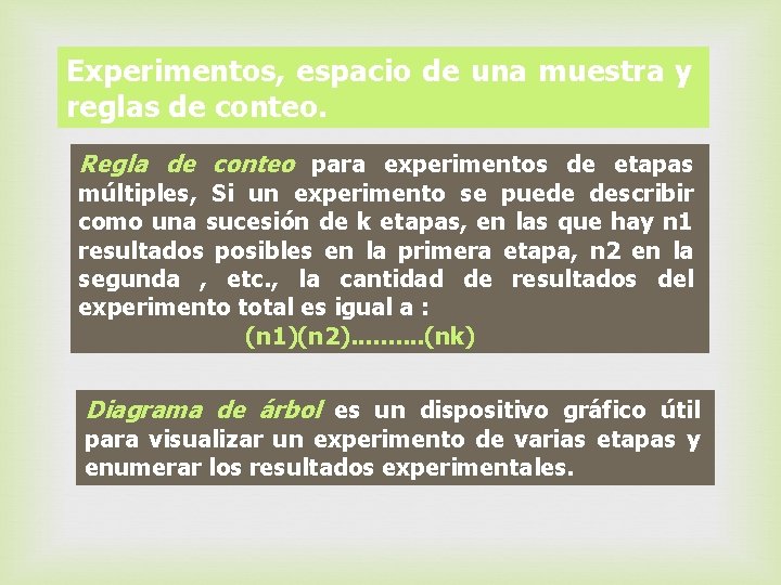 Experimentos, espacio de una muestra y reglas de conteo. múltiples, Si un experimento se