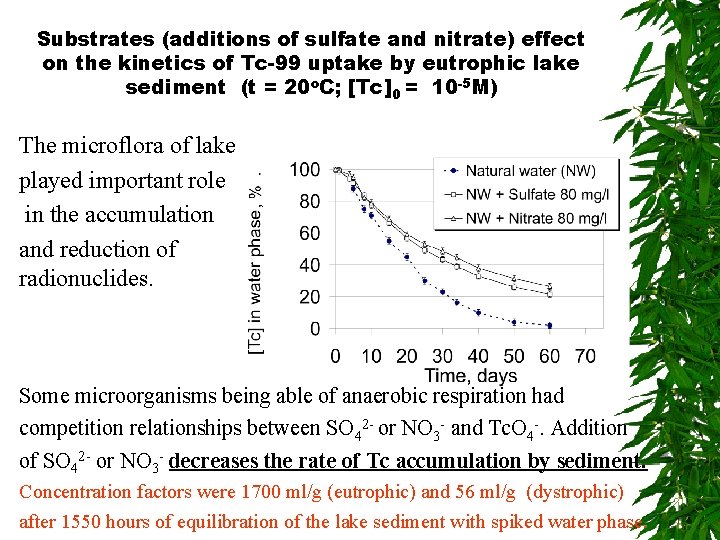 Substrates (additions of sulfate and nitrate) effect on the kinetics of Tc-99 uptake by