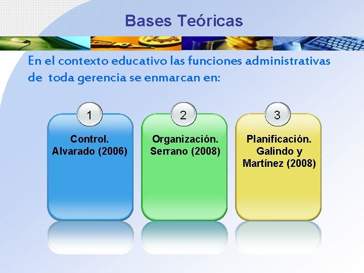  Bases Teóricas En el contexto educativo las funciones administrativas de toda gerencia se