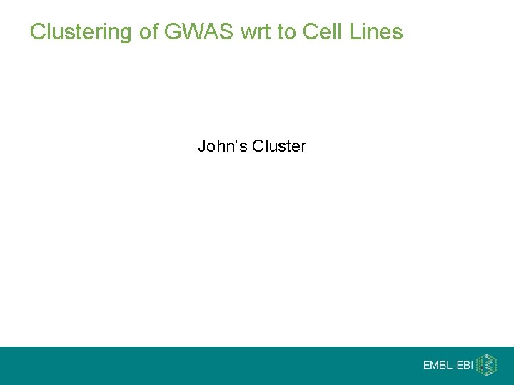 Clustering of GWAS wrt to Cell Lines John’s Cluster 