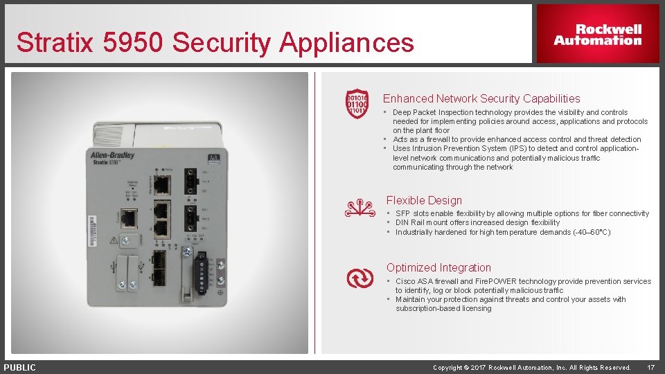 Stratix 5950 Security Appliances Enhanced Network Security Capabilities • Deep Packet Inspection technology provides