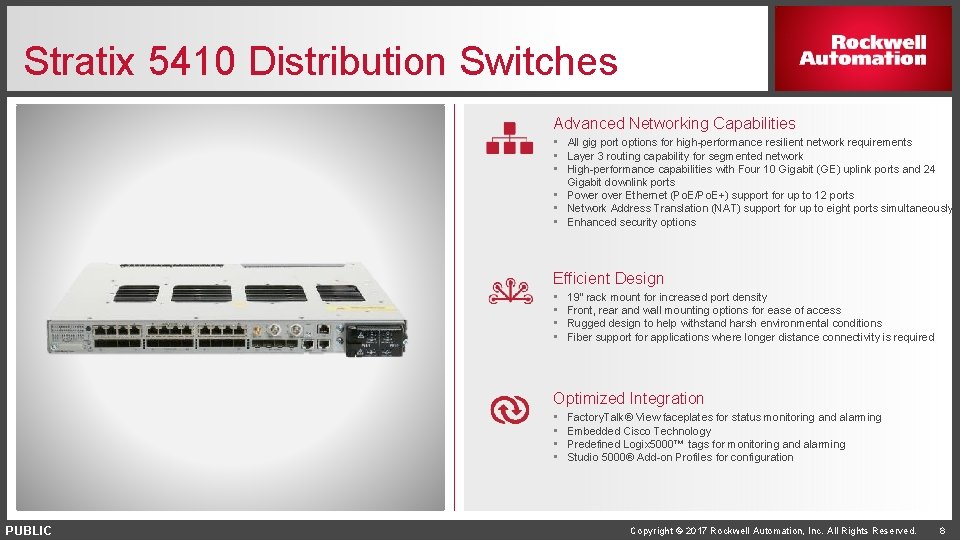 Stratix 5410 Distribution Switches Advanced Networking Capabilities • All gig port options for high-performance