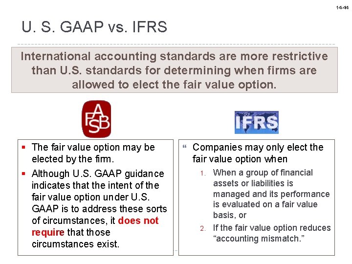 14 -44 U. S. GAAP vs. IFRS International accounting standards are more restrictive than