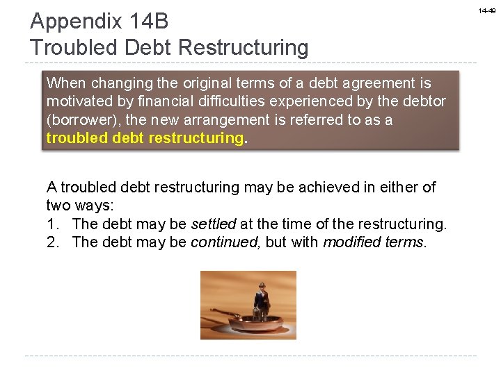Appendix 14 B Troubled Debt Restructuring When changing the original terms of a debt