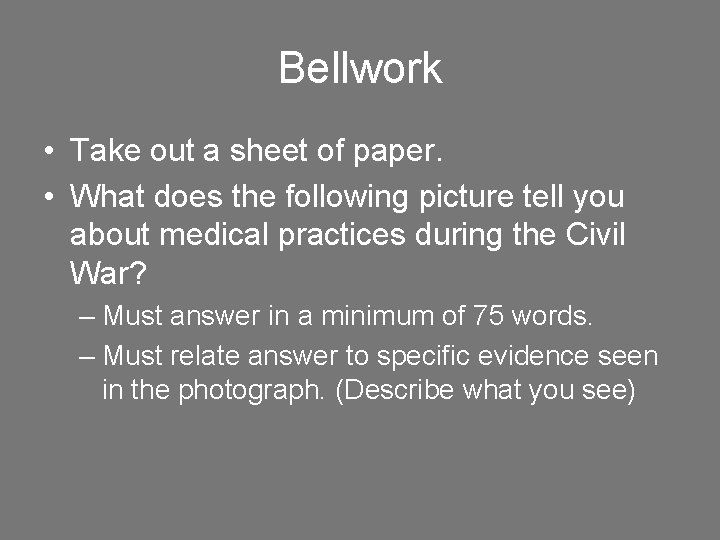 Bellwork • Take out a sheet of paper. • What does the following picture