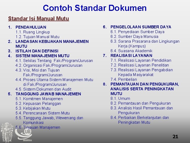 Contoh Standar Dokumen Standar Isi Manual Mutu 1. PENDAHULUAN 1. 1. Ruang Lingkup 1.