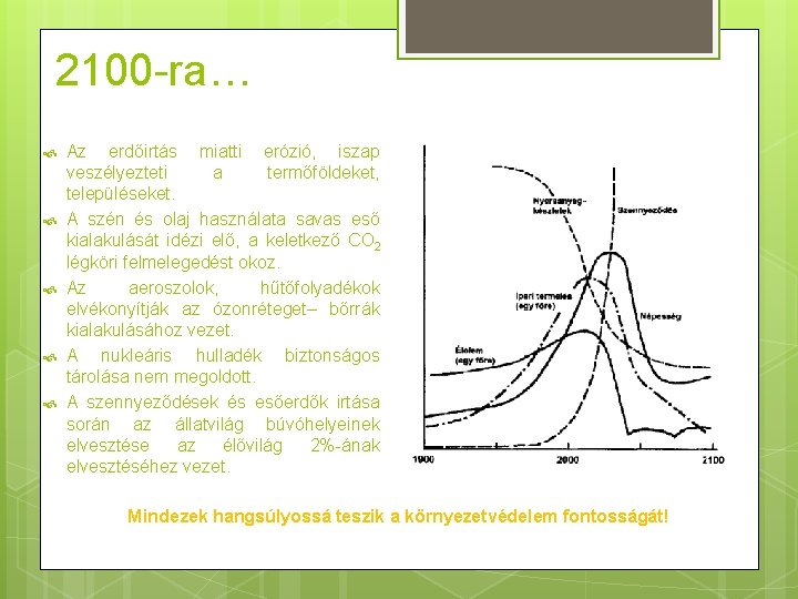 2100 -ra… Az erdőirtás miatti erózió, iszap veszélyezteti a termőföldeket, településeket. A szén és