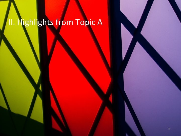 II. Highlights from Topic A 30 