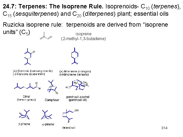 24. 7: Terpenes: The Isoprene Rule. Isoprenoids- C 10 (terpenes), C 15 (sesquiterpenes) and