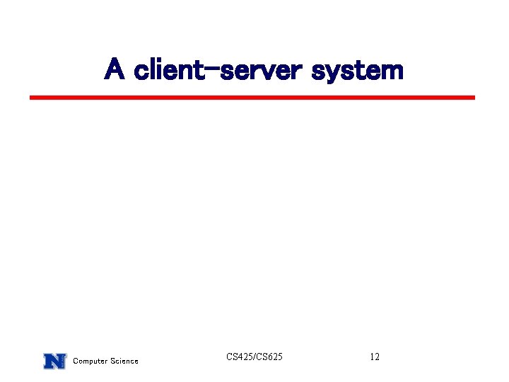 A client-server system Computer Science CS 425/CS 625 12 