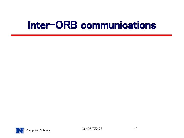 Inter-ORB communications Computer Science CS 425/CS 625 40 