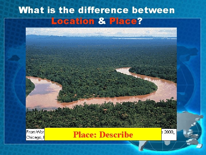 What is the difference between Location & Place? Place: Describe 