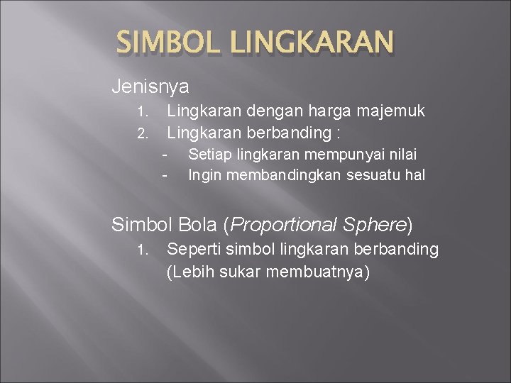 SIMBOL LINGKARAN Jenisnya 1. 2. Lingkaran dengan harga majemuk Lingkaran berbanding : - Setiap