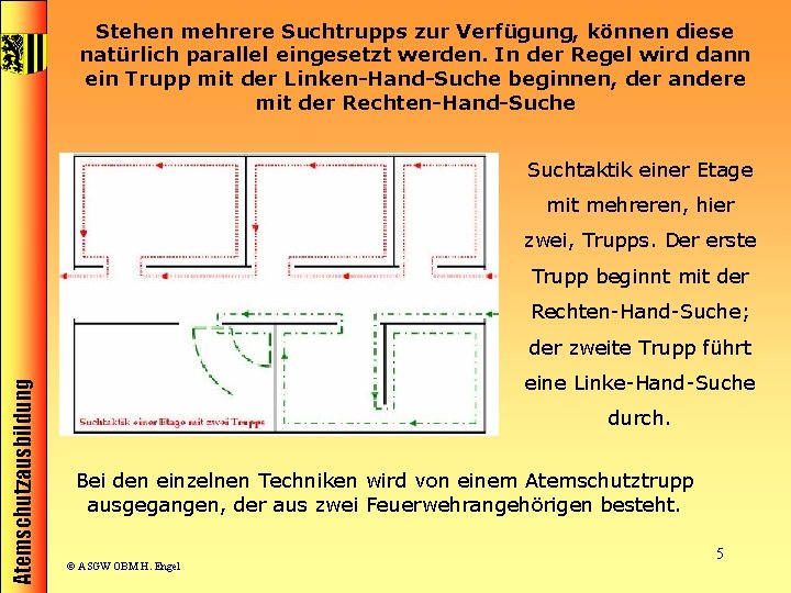 Stehen mehrere Suchtrupps zur Verfügung, können diese natürlich parallel eingesetzt werden. In der Regel