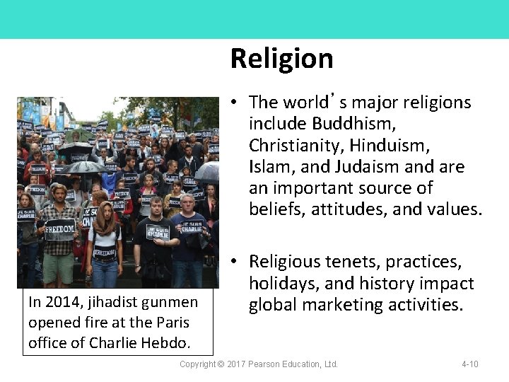 Religion • The world’s major religions include Buddhism, Christianity, Hinduism, Islam, and Judaism and