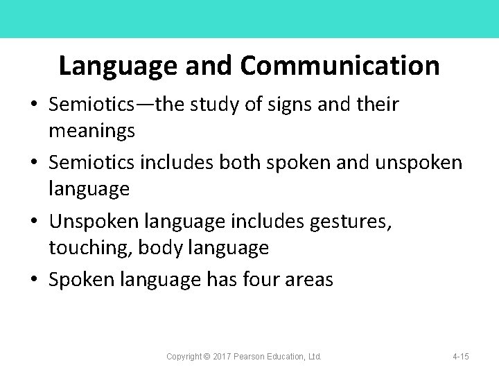 Language and Communication • Semiotics—the study of signs and their meanings • Semiotics includes