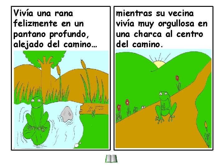 Vivía una rana felizmente en un pantano profundo, alejado del camino… mientras su vecina Vivía una rana felizmente en un pantano profundo, alejado del camino… mientras su vecina