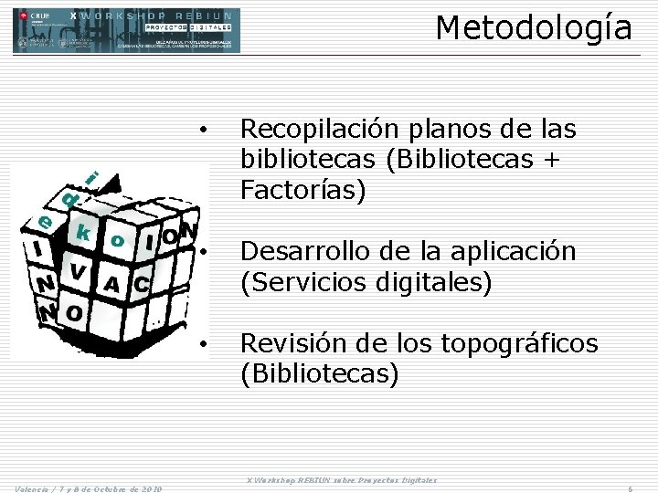 Metodología Valencia / 7 y 8 de Octubre de 2010 • Recopilación planos de