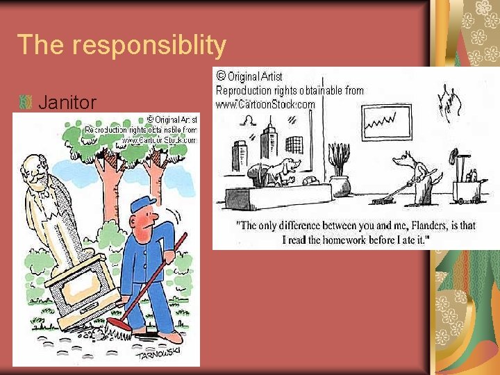 The responsiblity Janitor 