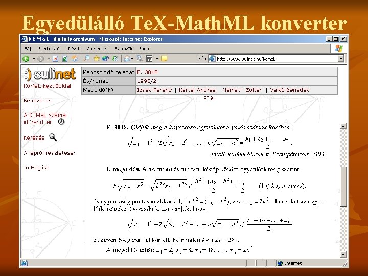 Egyedülálló Te. X-Math. ML konverter 