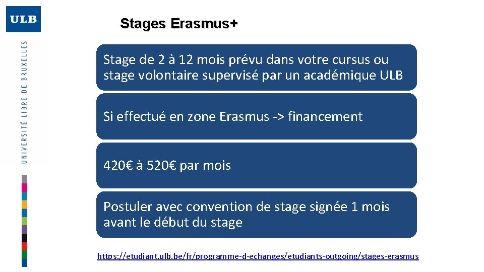 Stages Erasmus+ Stage de 2 à 12 mois prévu dans votre cursus ou stage