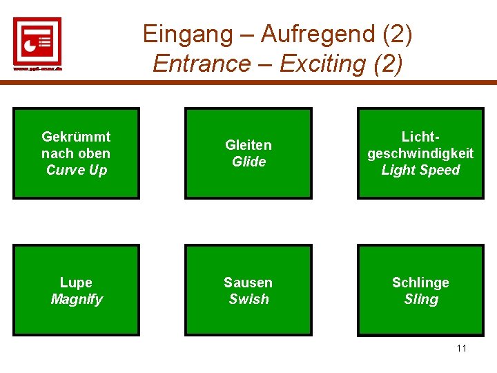 Eingang – Aufregend (2) Entrance – Exciting (2) Gekrümmt nach oben Curve Up Gleiten