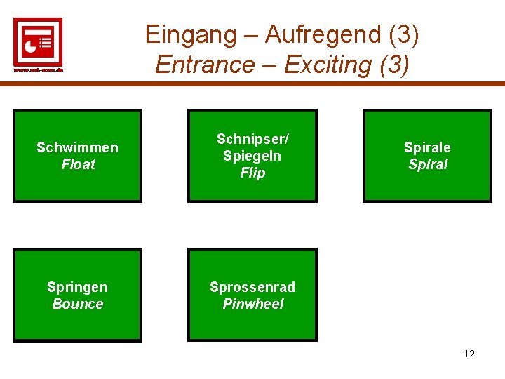 Eingang – Aufregend (3) Entrance – Exciting (3) Schwimmen Float Schnipser/ Spiegeln Flip Springen