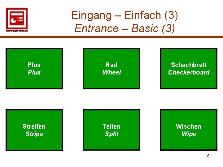 Eingang – Einfach (3) Entrance – Basic (3) Plus Rad Wheel Schachbrett Checkerboard Streifen