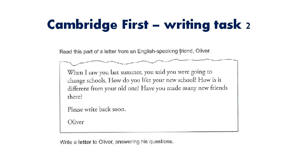 Cambridge First – writing task 2 