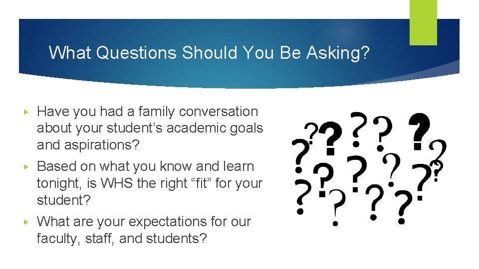 What Questions Should You Be Asking? ▶ Have you had a family conversation about