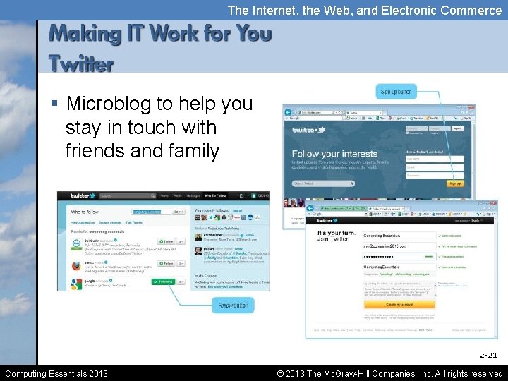 The Internet, the Web, and Electronic Commerce § Microblog to help you stay in