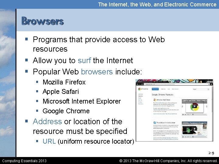 The Internet, the Web, and Electronic Commerce § Programs that provide access to Web