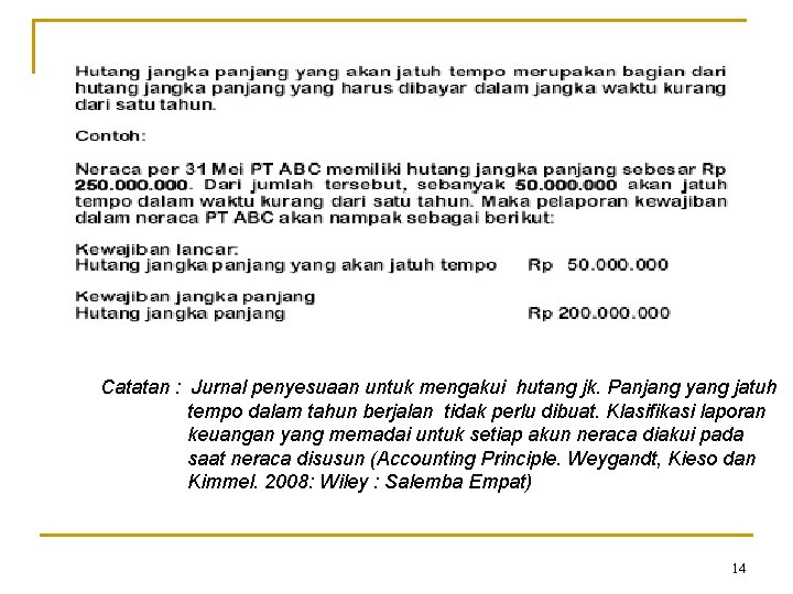 Catatan : Jurnal penyesuaan untuk mengakui hutang jk. Panjang yang jatuh tempo dalam tahun