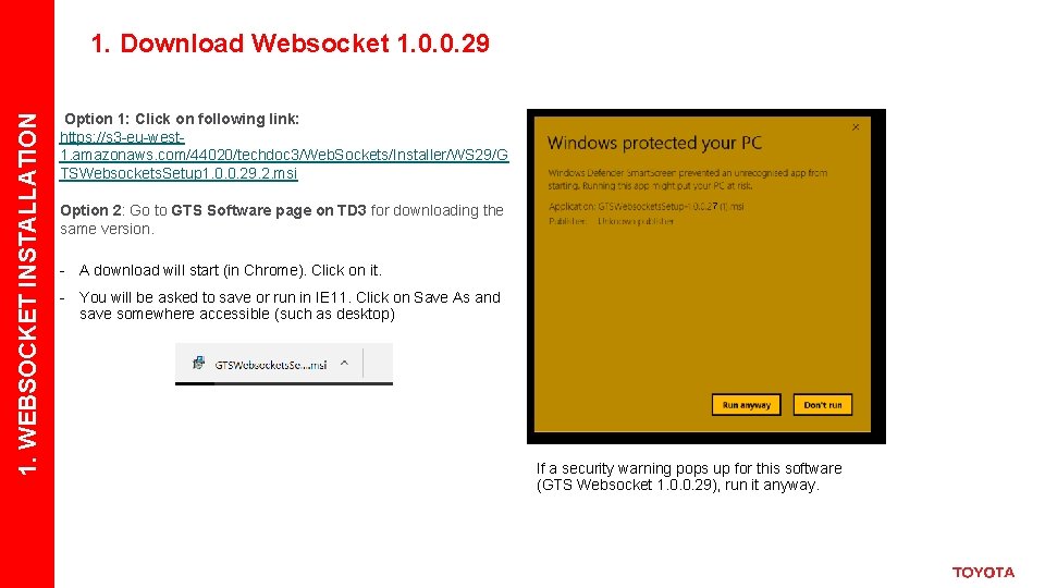 1. WEBSOCKET INSTALLATION 1. Download Websocket 1. 0. 0. 29 Option 1: Click on