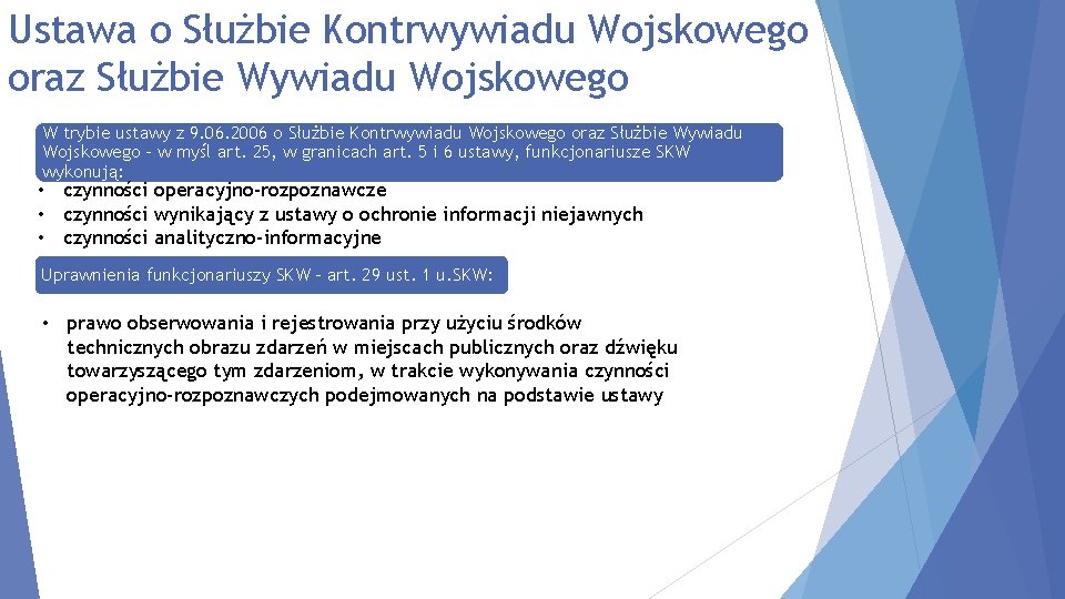 Ustawa o Służbie Kontrwywiadu Wojskowego oraz Służbie Wywiadu Wojskowego W trybie ustawy z 9.