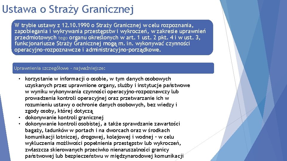 Ustawa o Straży Granicznej W trybie ustawy z 12. 10. 1990 o Straży Granicznej