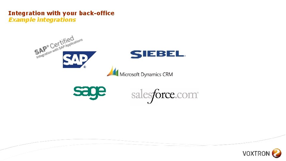 Integration with your back-office Example integrations 