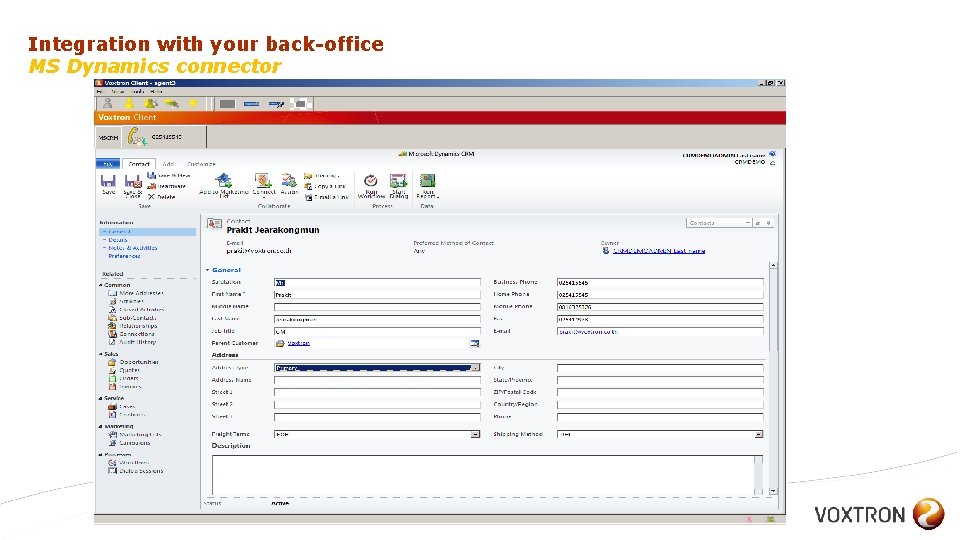 Integration with your back-office MS Dynamics connector 