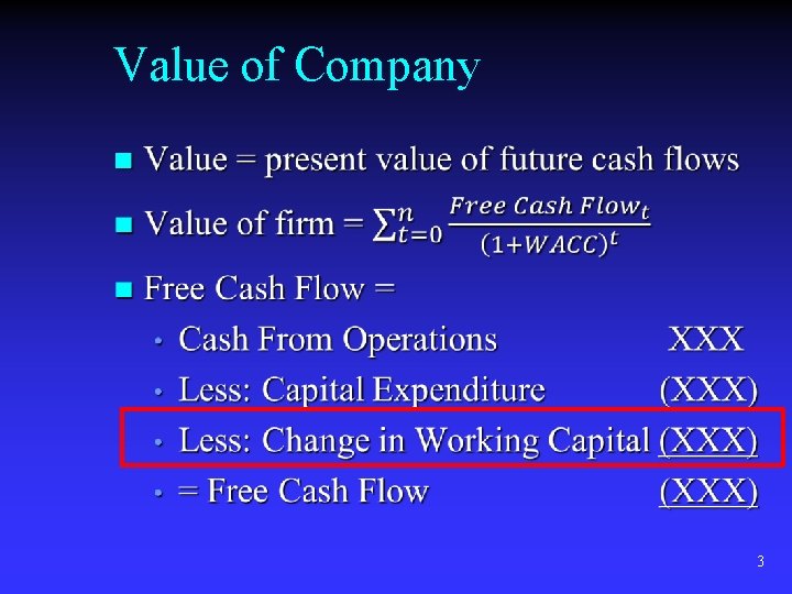 Value of Company n 3 