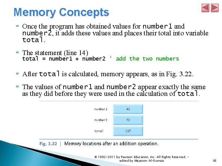 Memory Concepts Once the program has obtained values for number 1 and number 2, Memory Concepts Once the program has obtained values for number 1 and number 2,